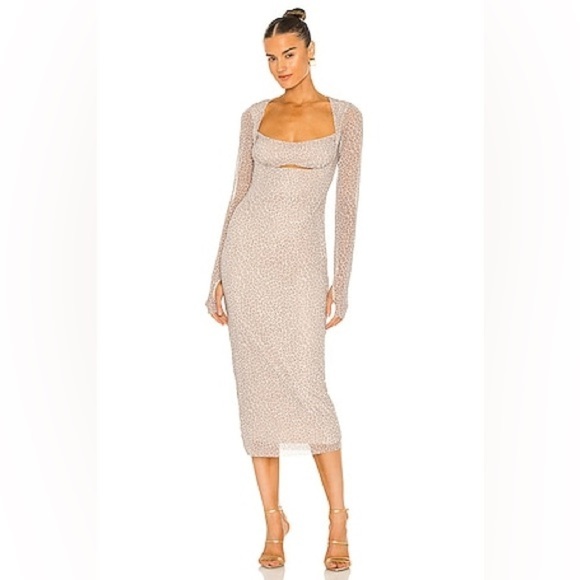 REVOLVE AFRM Kellen Mesh Leopard Print Bodycon Maxi Dress Sz 3x - Picture 1 of 5